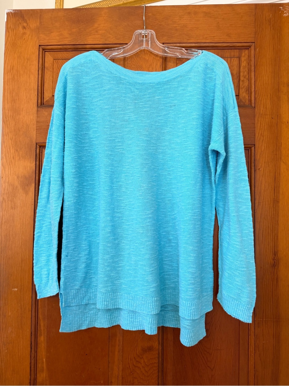 Eileen Fisher Turquoise Lightweight Knit Boatneck Sweater